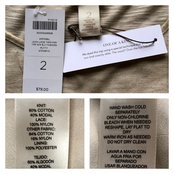 CHICO’S Beige Cream Leah Lace Top NWT - Picture 3 of 6